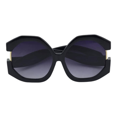 Vintage Hexagonal Oversized Cutout Temple Fashion Sunglasses