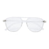 Streamlined Minimalist Studded Retro Blue Light Clear Lens Aviator