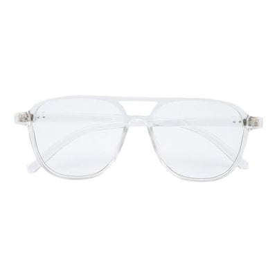 Streamlined Minimalist Studded Retro Blue Light Clear Lens Aviator