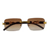 Rimless Leopard Temple Rectangular Fashion Sunnies