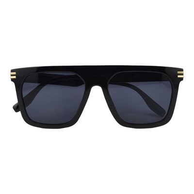 Gold Striped Accent Flat Top Designer Inspired Sunglasses