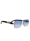 Rimless Leopard Temple Rectangular Fashion Sunnies