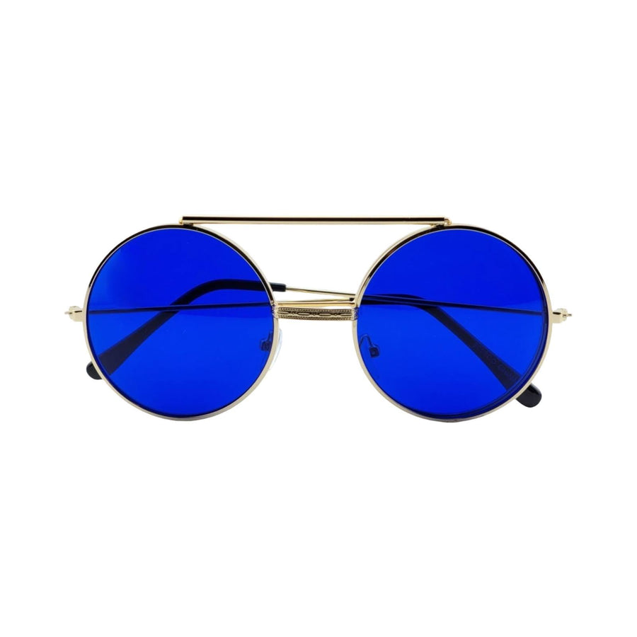 Full Metal Retro Round Colorful Lens Flip Up Sunglasses