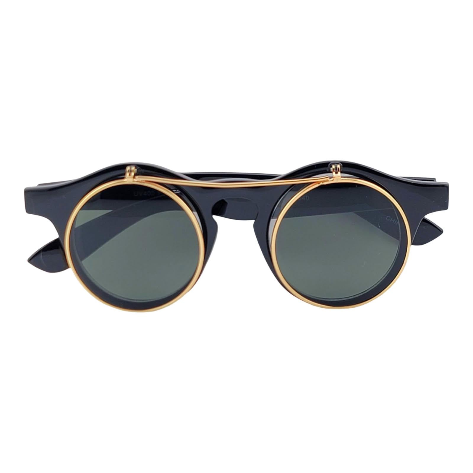 Retro Inspired Small 42mm Round Flip-Up Sunglasses / Glasses