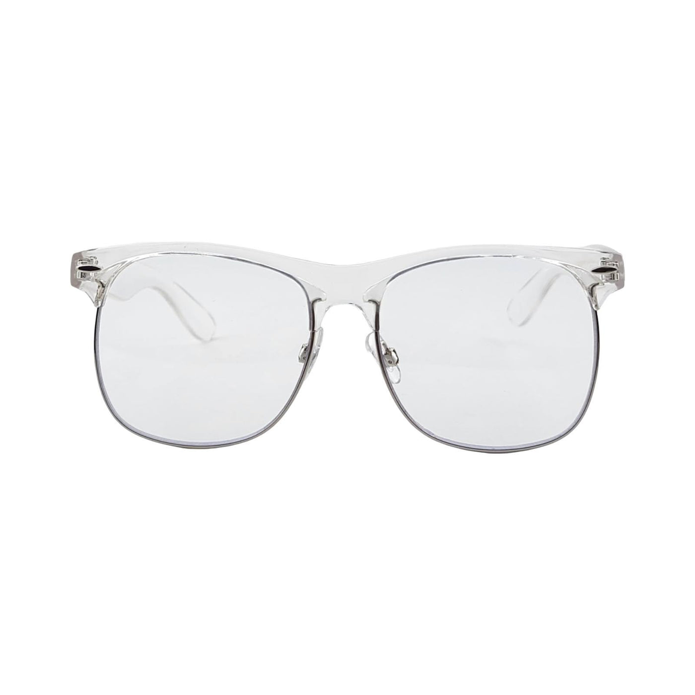 TRANSPARENT RETRO INSPIRED ROUND HALF FRAME EYEWEAR