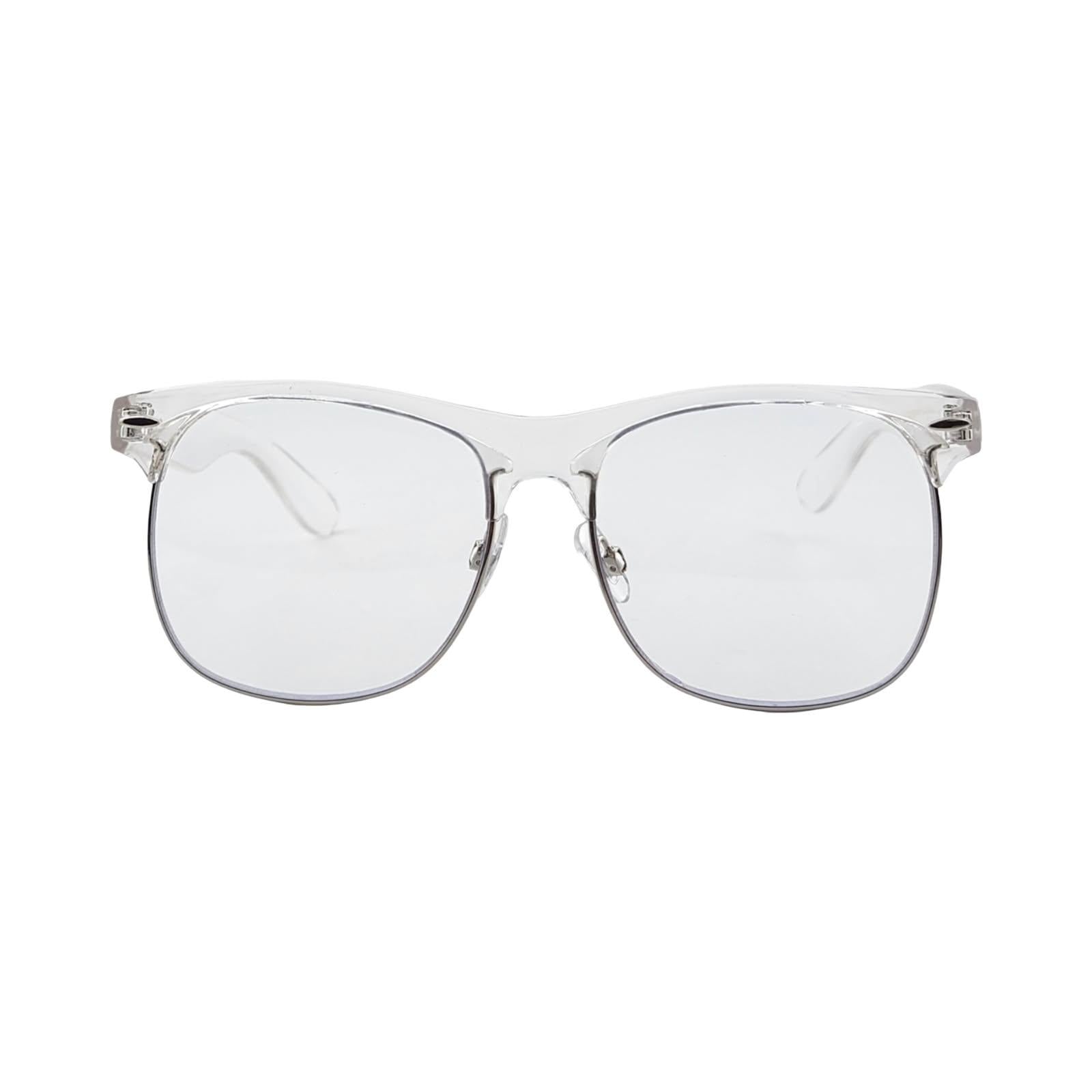 TRANSPARENT RETRO INSPIRED ROUND HALF FRAME EYEWEAR