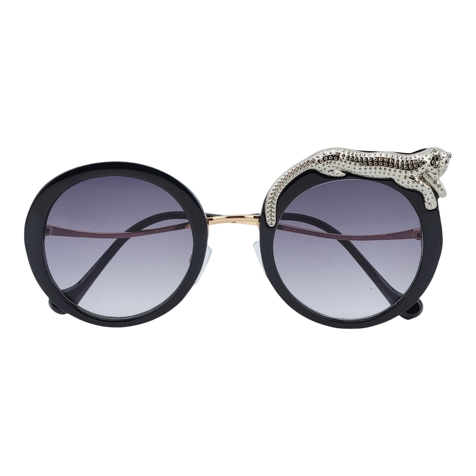 Oversize Retro Round Jaguar Brow Sunnies