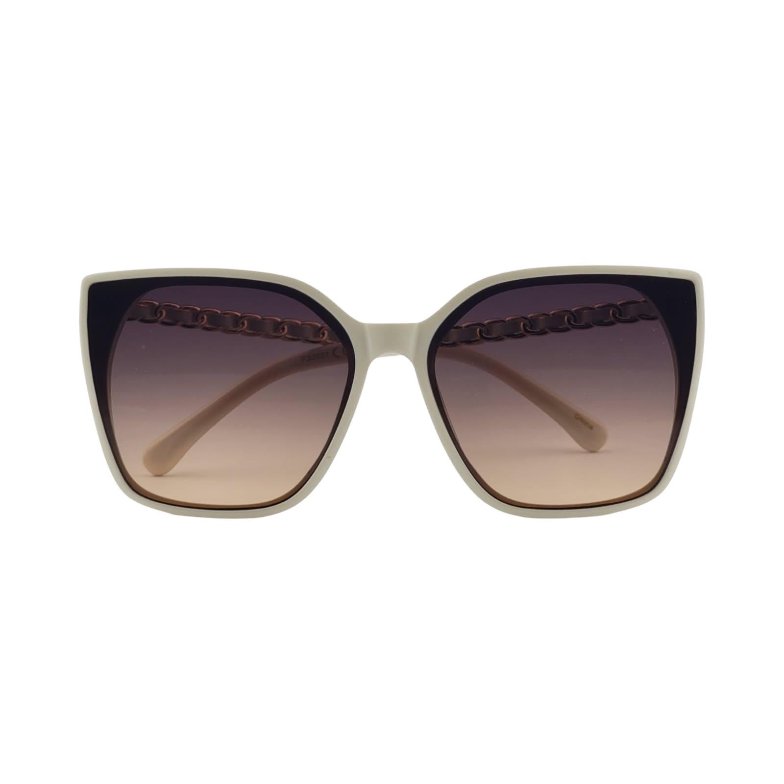 Oversized Fashionable Cat Eye Sunnies w/ Chain Detailed Temples