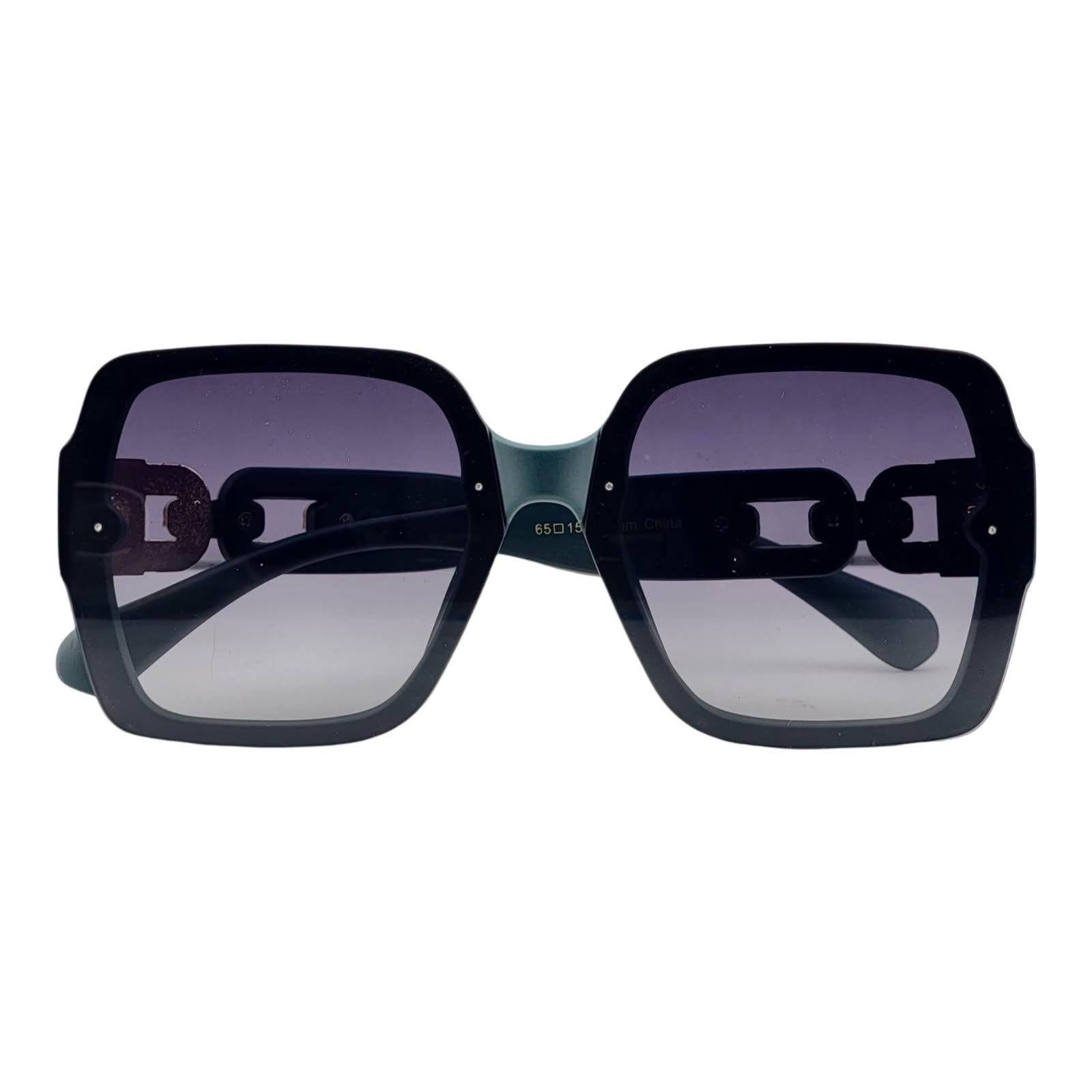Oversized Fashionable Square Sunnies w/ Chain Detailed Temples