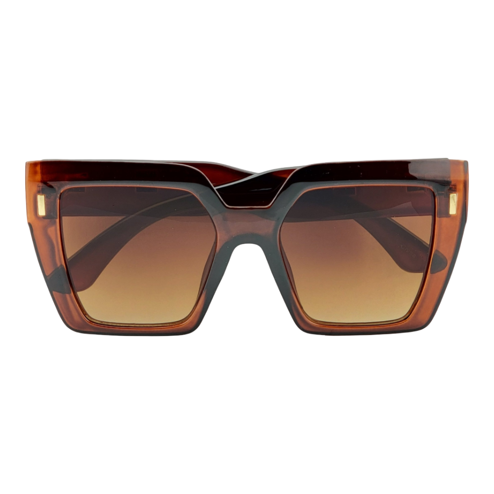 Oversized Cat Eye Retro Sunnies w/ Metal Detailed Temples