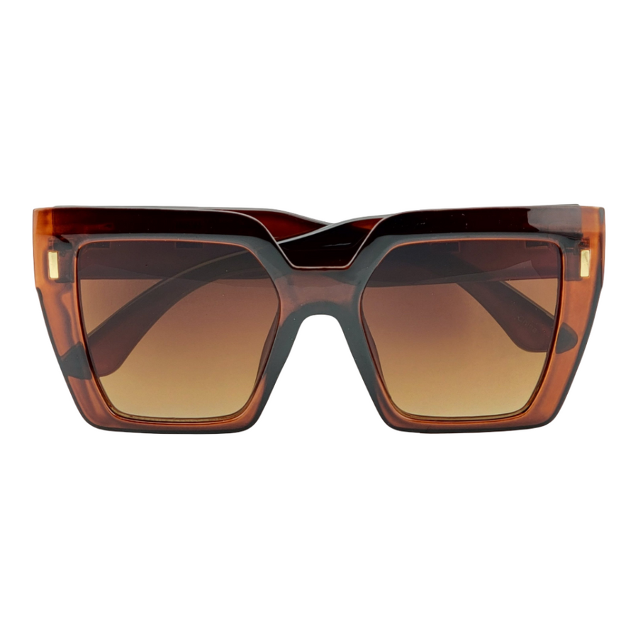 Oversized Cat Eye Retro Sunnies w/ Metal Detailed Temples