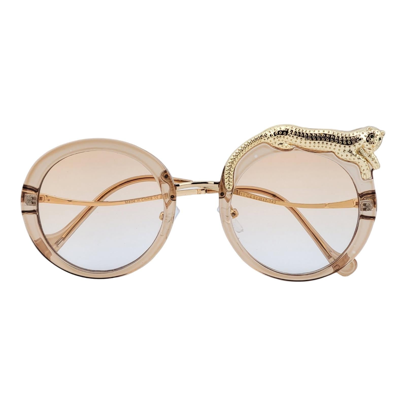 Oversize Retro Round Jaguar Brow Sunnies