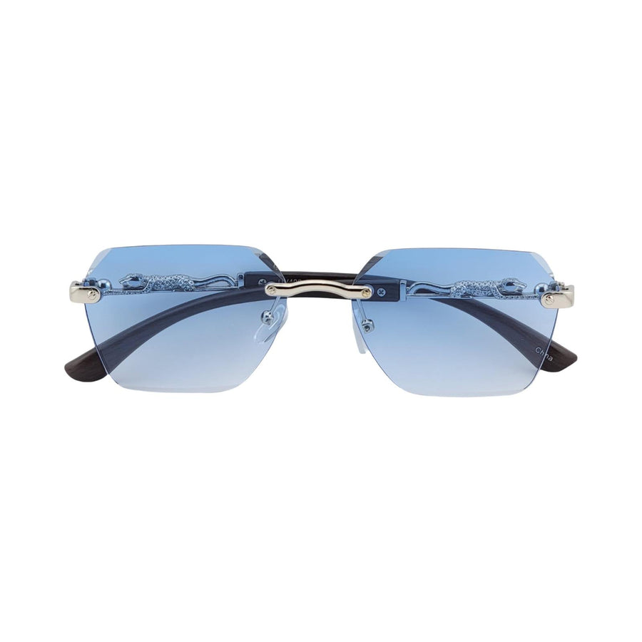 Rimless Leopard Temple Hexagonal Fashion Sunnies