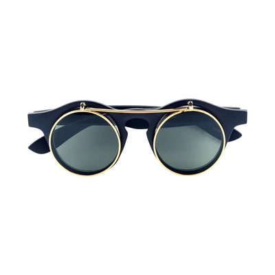 Retro Inspired Small 42mm Round Flip-Up Sunglasses / Glasses
