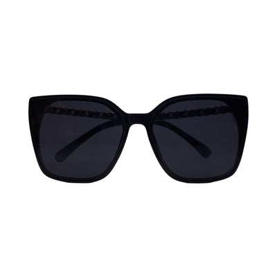 Oversized Fashionable Cat Eye Sunnies w/ Chain Detailed Temples