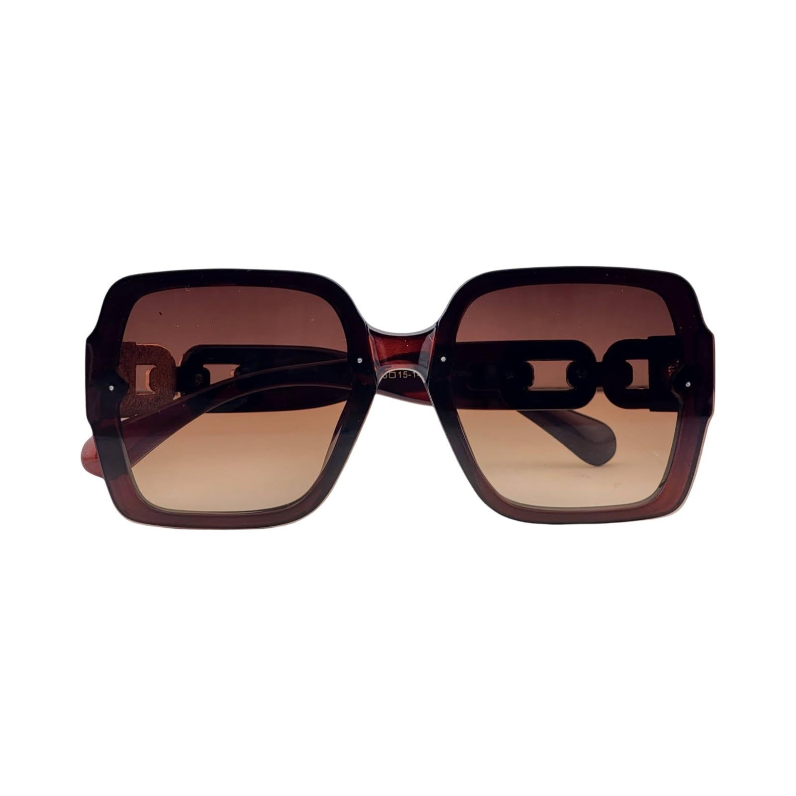 Oversized Fashionable Square Sunnies w/ Chain Detailed Temples