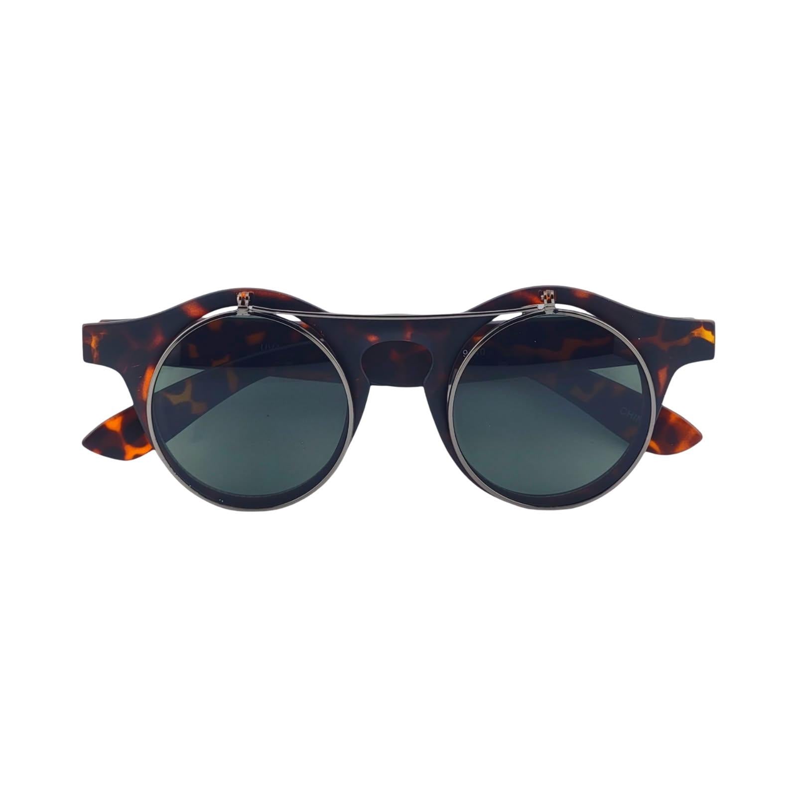 Retro Inspired Small 42mm Round Flip-Up Sunglasses / Glasses