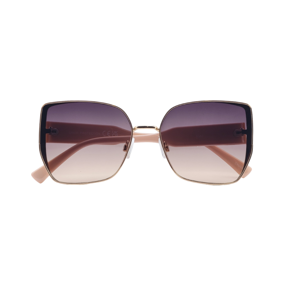 High Fashion Metal Trim Flat Lens Cat Eye Sunnies