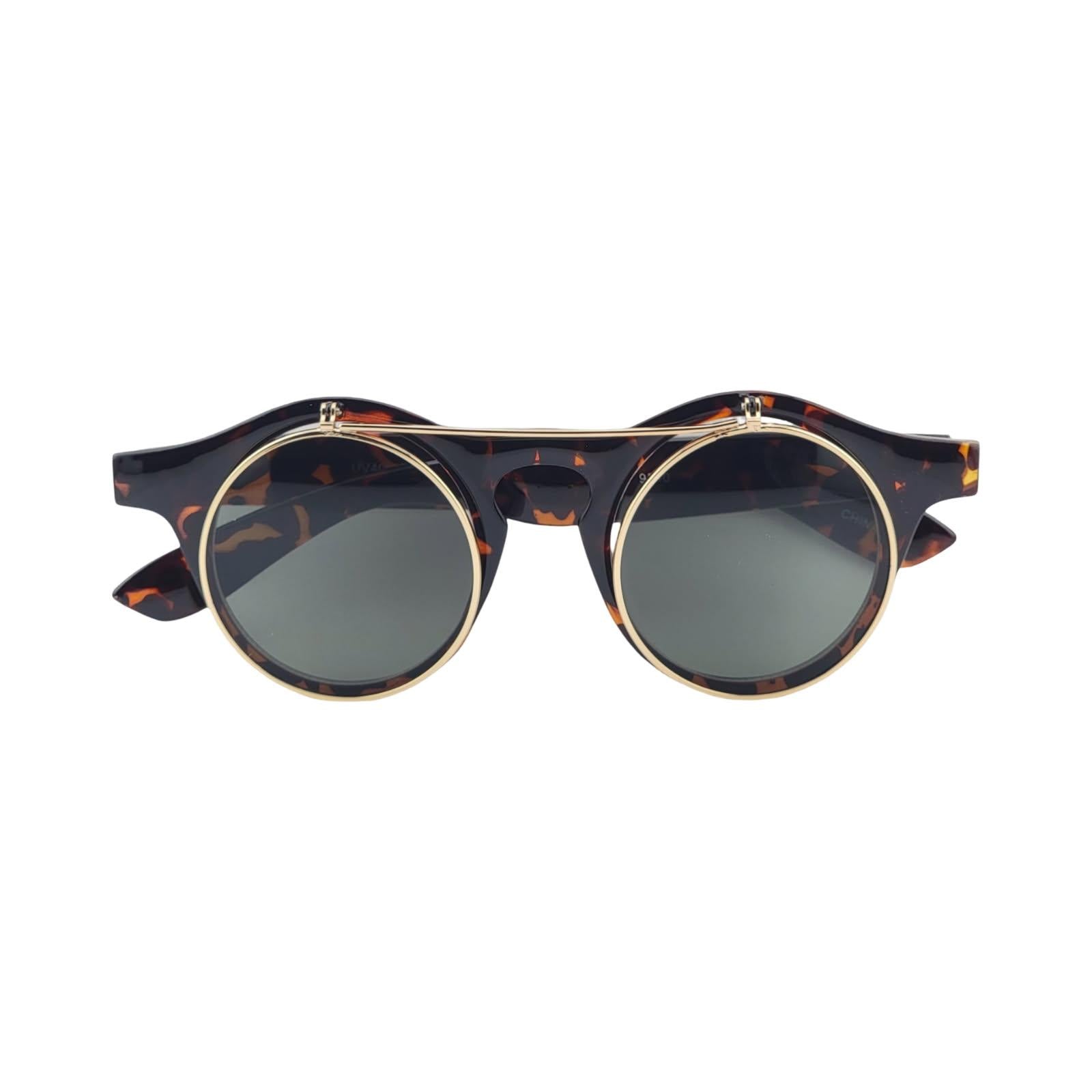 Retro Inspired Small 42mm Round Flip-Up Sunglasses / Glasses