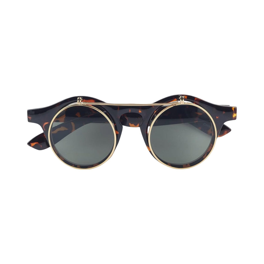 Retro Inspired Small 42mm Round Flip-Up Sunglasses / Glasses
