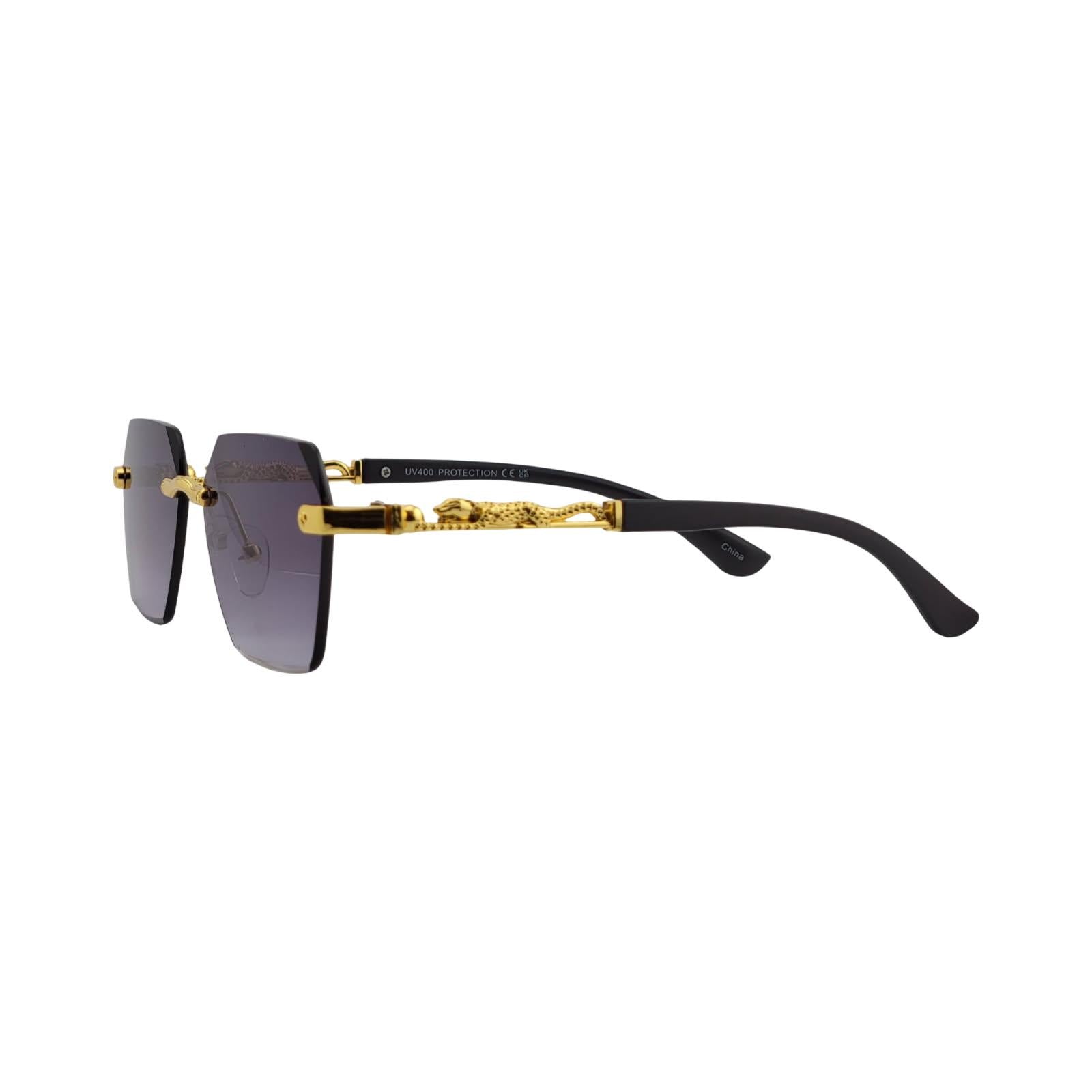 Rimless Leopard Temple Hexagonal Fashion Sunnies