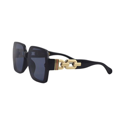 Oversized Fashionable Square Sunnies w/ Chain Detailed Temples