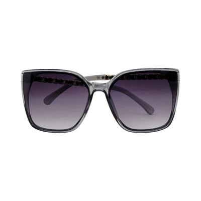 Oversized Fashionable Cat Eye Sunnies w/ Chain Detailed Temples
