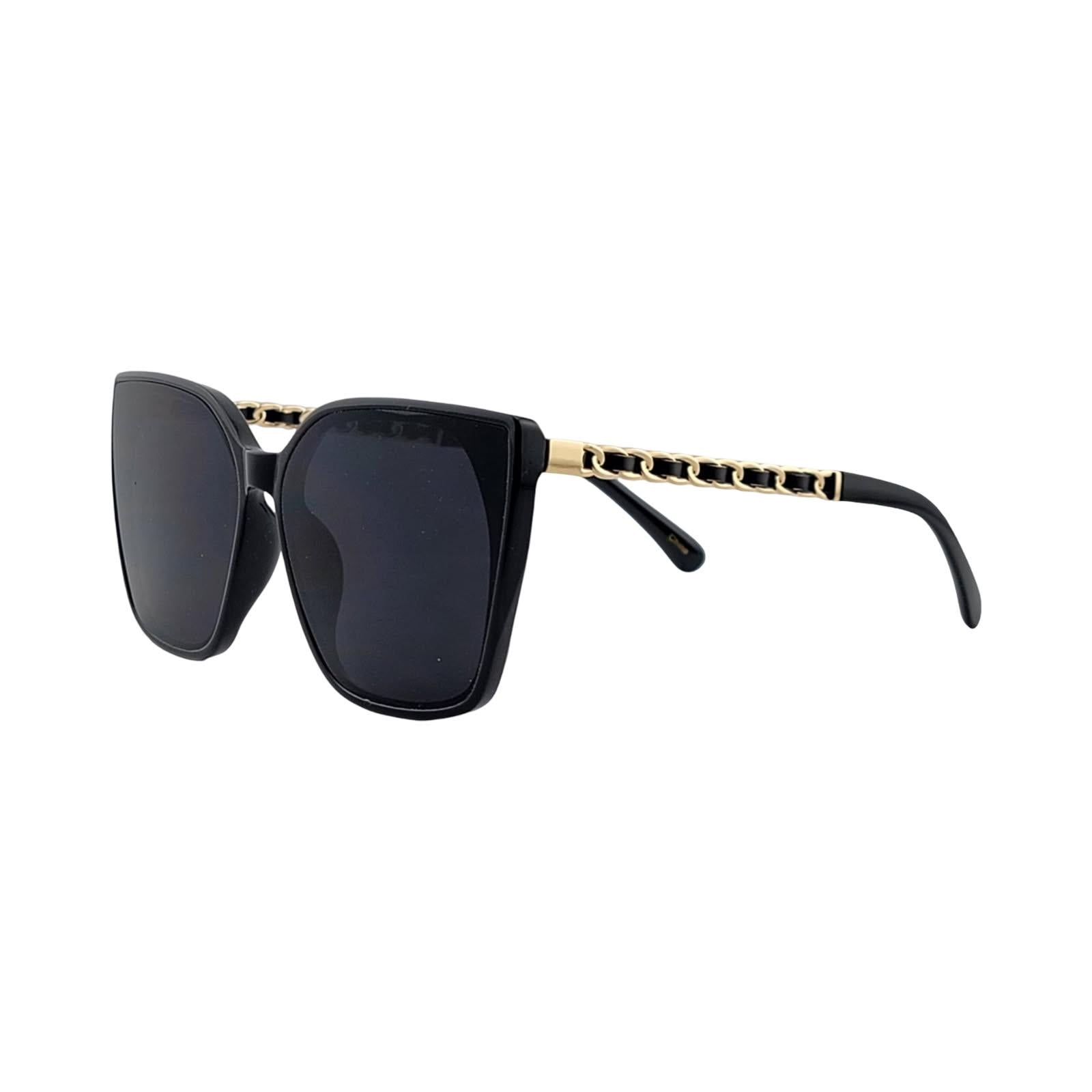 Oversized Fashionable Cat Eye Sunnies w/ Chain Detailed Temples