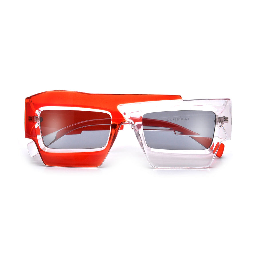 BOLD FUNKY TWO TONE ASYMMETRICAL SUNGLASSES