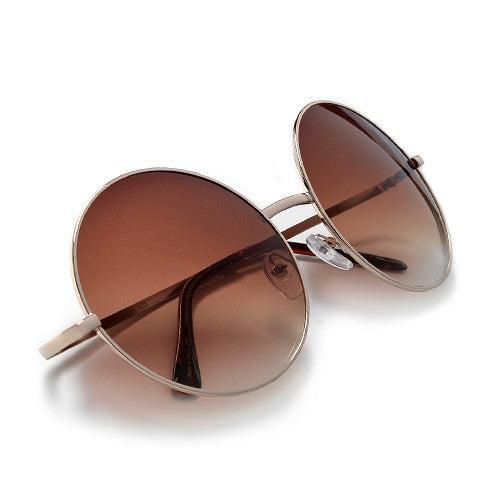 Oversized 60mm Round Boho Chic Wire Frame Sunnies - Sunglass Spot