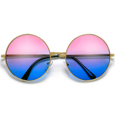 Oversized Retro Round Colorful Ombre Lens Boho Fashion Sunglasses - Sunglass Spot
