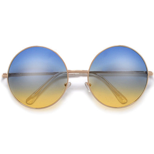 Oversized Retro Round Colorful Ombre Lens Boho Fashion Sunglasses - Sunglass Spot