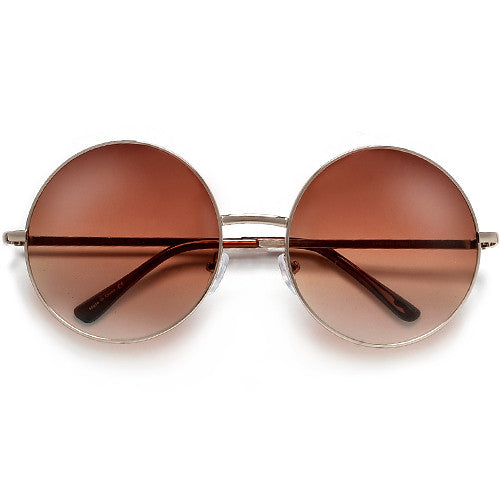 Oversized 60mm Round Boho Chic Wire Frame Sunnies - Sunglass Spot