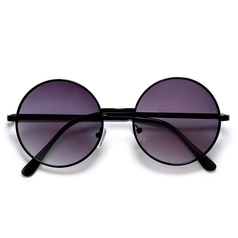 Vintage Inspired 51mm Mid Size Round Thin Metal Sunglasses