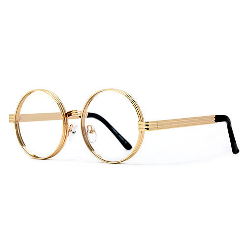 Iconic 52mm Thick Triple Ring Round Metal Frame Eyewear - Sunglass Spot