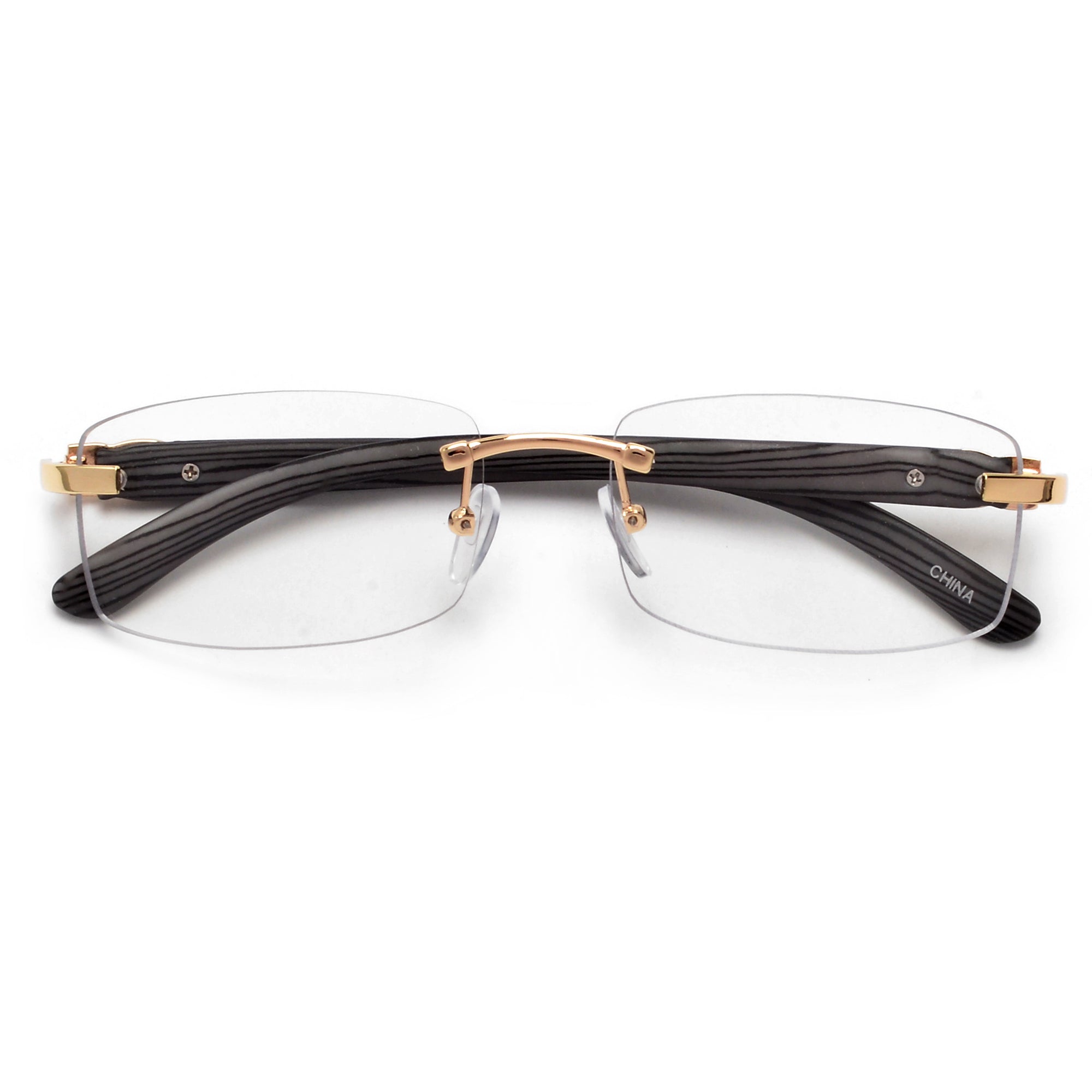 Rimless Wood Temple Stylish Eyewear - Sunglass Spot