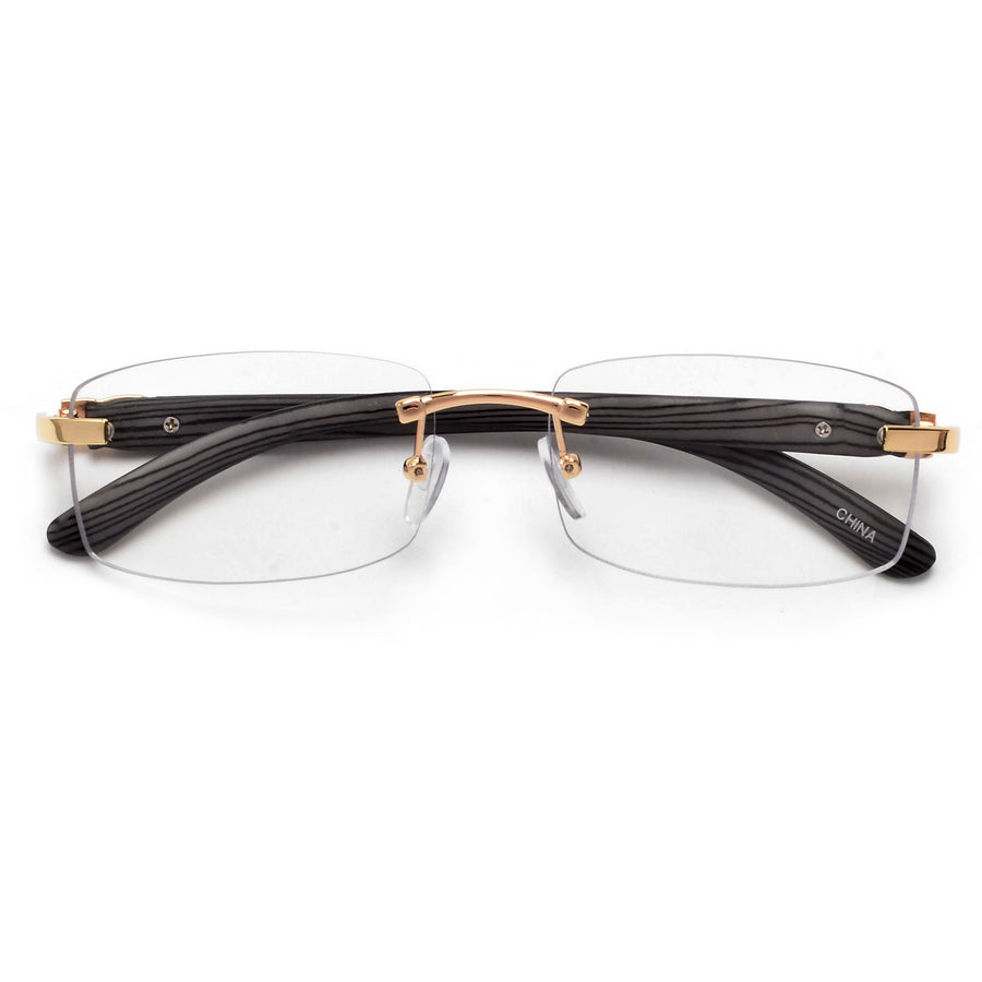Rimless Wood Temple Stylish Eyewear - Sunglass Spot