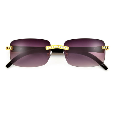 Rimless High Fashion Crystal Embedded Sunglasses - Sunglass Spot
