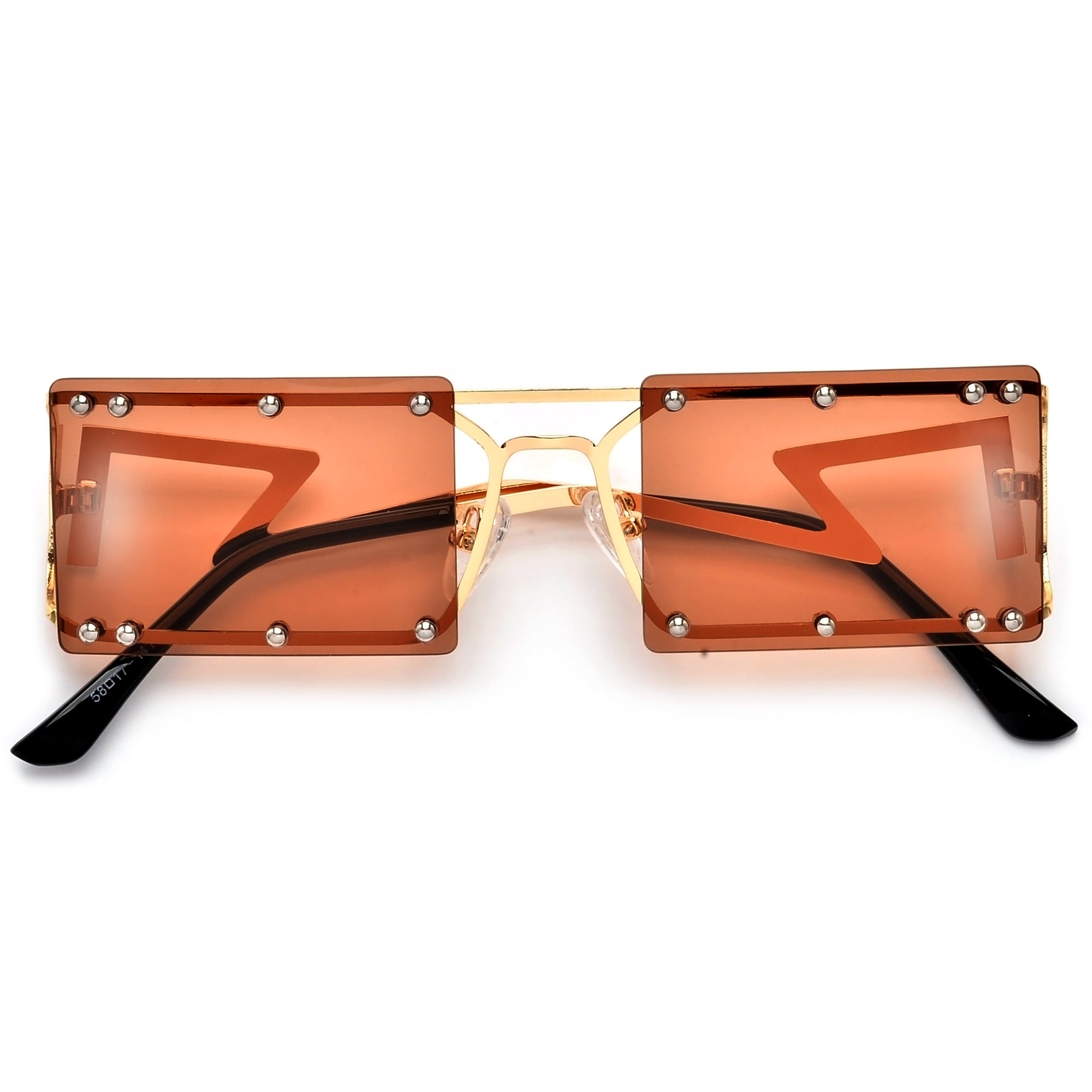 Sleek Studded Rimless Squared Out Ultra Lightweight Street Style Sunnies