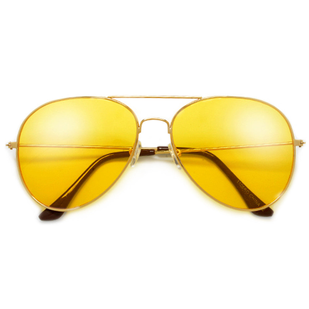 Functional Night Driving Lens Classic Metal Wire Aviator - Sunglass Spot