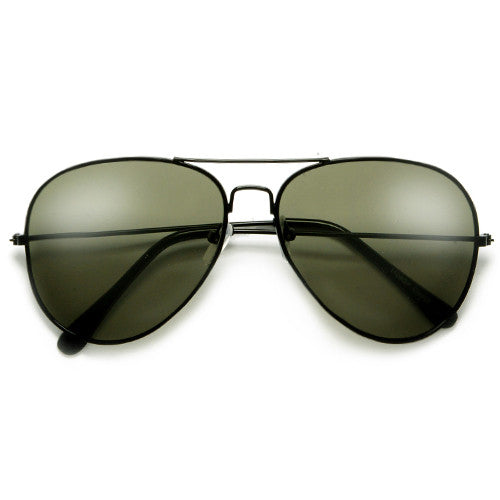 Original Classic Sleek Black Nickel Finish High Quality Aviator Sunglasses - Sunglass Spot