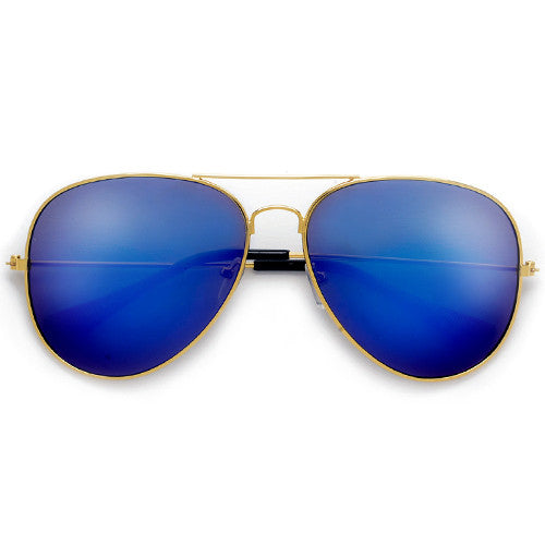 60mm Classic Nickel Finish Gold Frame Colorful Revo Lens Aviator - Sunglass Spot