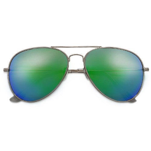 Original Classic Nickel Finish Colorful Reflective Lens Aviator Sunglasses - Sunglass Spot