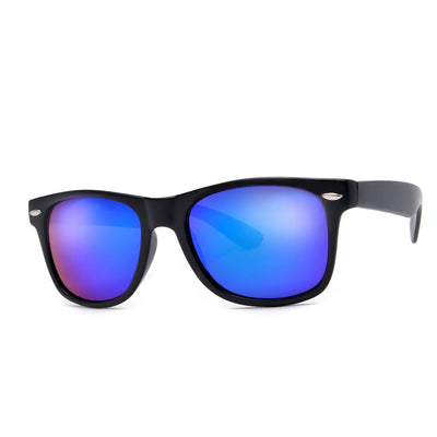 2 Pack Classic Matte Black Horn Rimmed Colorful Purple/Blue Mirrored Lens  80s Style Sunglasses