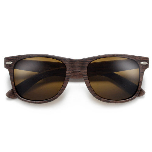 Classic 80's Wrapped Around a Wood Grain Finish Print Sunglasses - Sunglass Spot