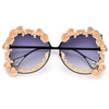 Oversize Elaborate Baroque Design Pearl Tip Temple Sunglasses