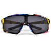 Colorful Mirrored Multi Graphics Frame Sports Shield Sunglasses