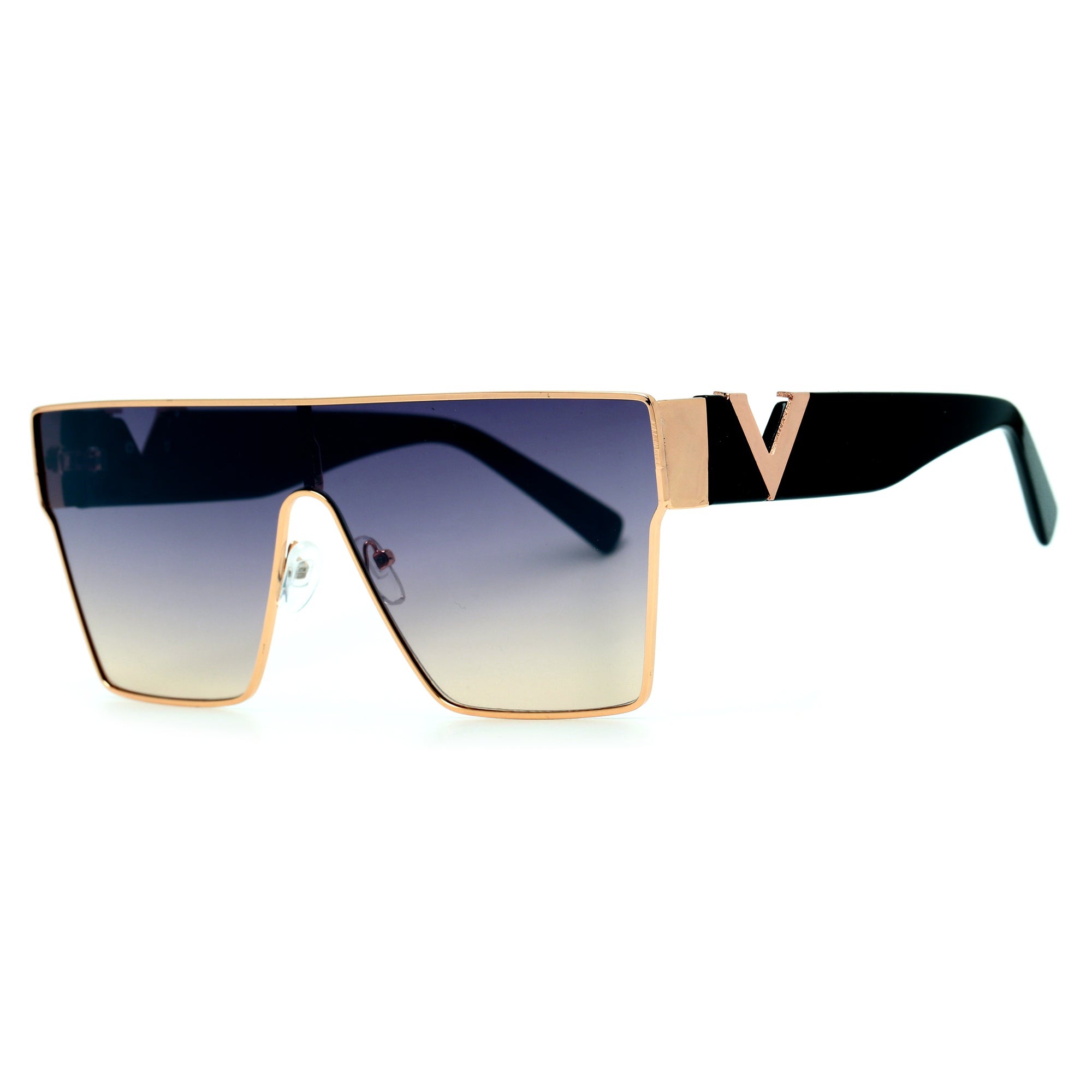 Oversize Modern V Logo Temple Trendy Fashion Shields