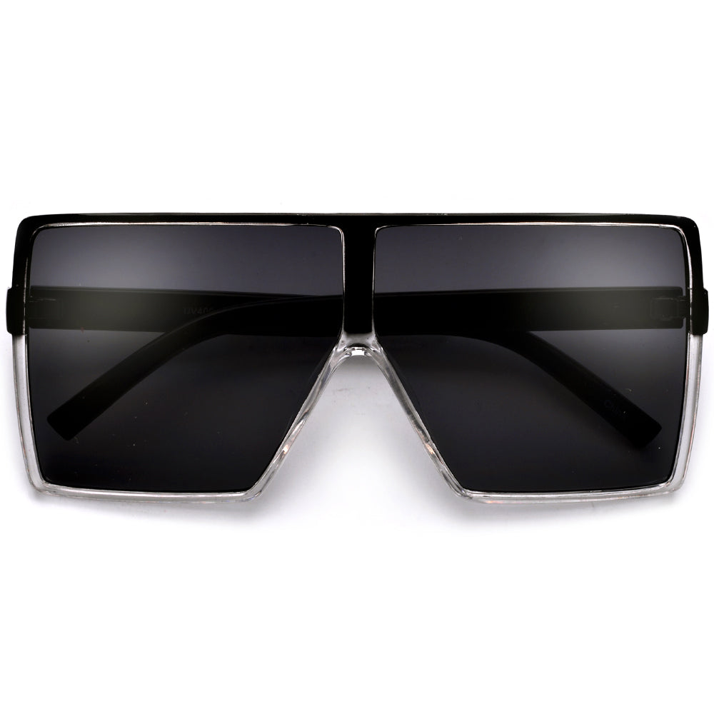Oversized 71mm Bold Squared Off Visor Inspired Sunglasses - Sunglass Spot