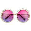 Oversized 62mm Round Boho Chic Metal Wire Frame Fashion Sunglasses - Sunglass Spot